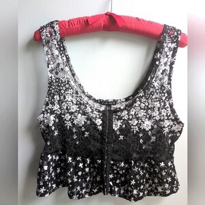 Fang Floral Lace Cropped Corset Top Size M (Juniors)